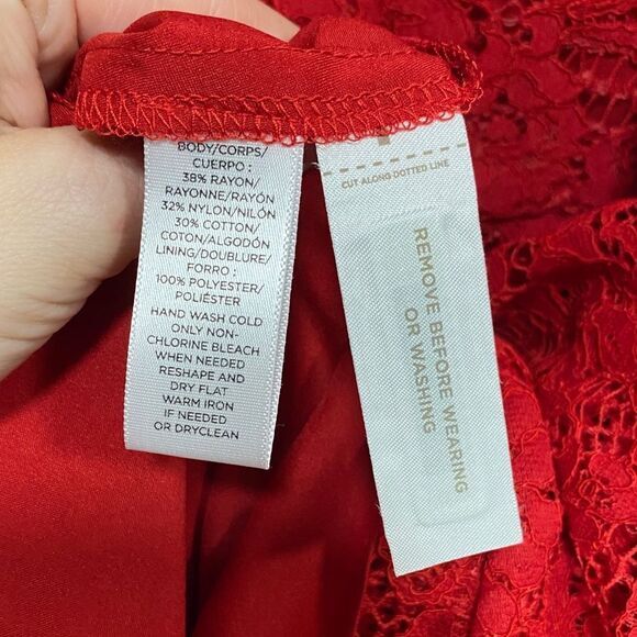 Ann Taylor LOFT Red Floral Lace Mock Neck Shift Dress | Size 6 NWT MSRP $98 - Picture 9 of 10